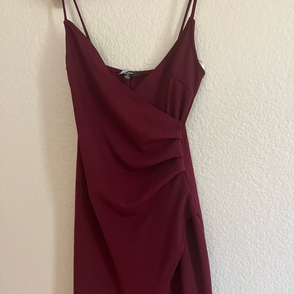 NWOT Sweetest Admirer Burgundy Ruched Surplice Maxi Dress - Picture 6 of 6